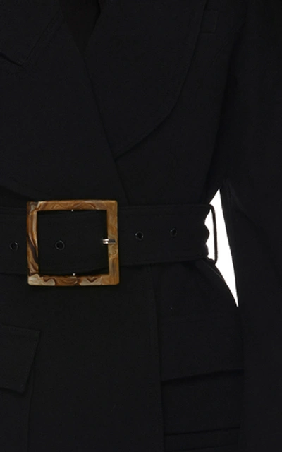 Shop Acler Alameda Puffed-shoulder Belted Blazer Dress In Black