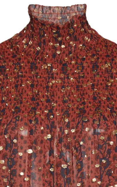 Shop Ulla Johnson Constantine Floral-print Silk-blend Maxi Dress In Red