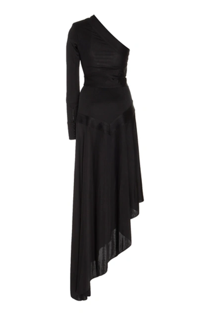 Shop Alexis Addison One-shoulder Jersey Maxi Dress In Black