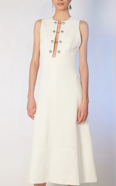 Shop Proenza Schouler Embellished Cut-out Crepe Midi Dress In White