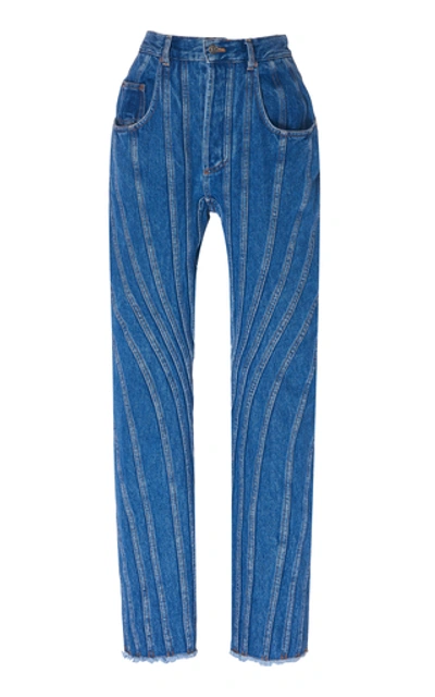 Shop Mugler High-rise Straight-leg Jeans In Blue