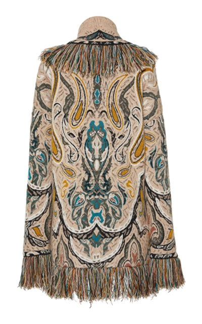 Shop Etro Fringe-trimmed Paisley Jacquard Cardigan In Neutral