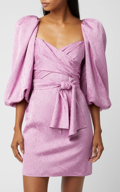 Shop Johanna Ortiz Exclusive Midnight Promises Satin-jacquard Dress In Pink