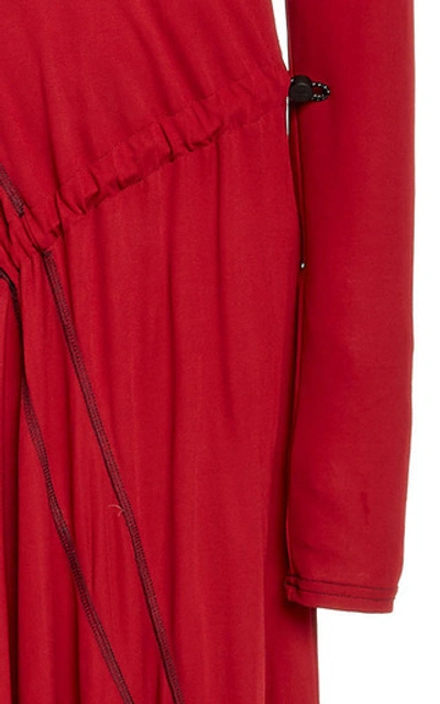 Shop Monse Asymmetric Cutout Jersey Midi Dress In Red