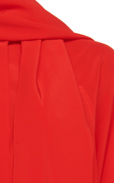 Shop Victoria Beckham Tie-neck Silk-crepe Blouse In Red