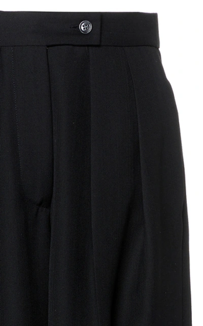 Shop Acne Studios Pristine Pleated Crepe Wide-leg Pants In Black