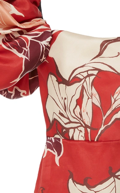 Shop Johanna Ortiz Floral-print Silk-satin Mini Dress