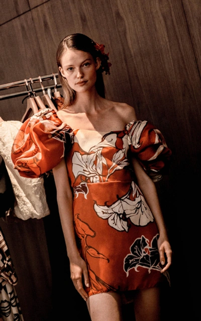 Shop Johanna Ortiz Floral-print Silk-satin Mini Dress