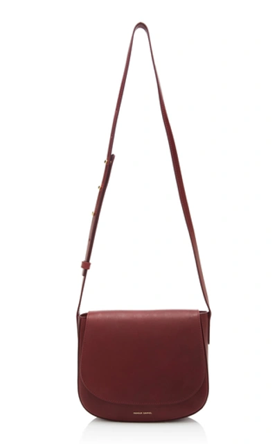 Shop Mansur Gavriel Leather Crossbody Bag In Burgundy