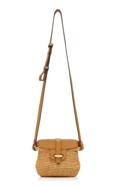 Shop Khokho Jabu Leather-trimmed Straw Shoulder Bag In Neutral