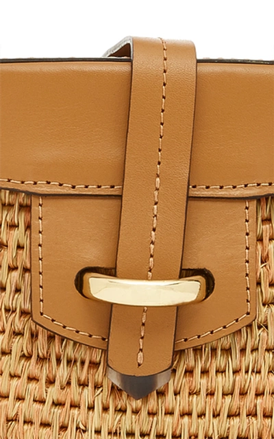 Shop Khokho Jabu Leather-trimmed Straw Shoulder Bag In Neutral