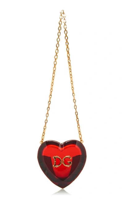 Shop Dolce & Gabbana Heart-shaped Translucent Acrylic Mini Bag In Red