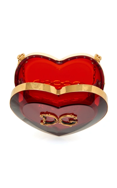 Shop Dolce & Gabbana Heart-shaped Translucent Acrylic Mini Bag In Red