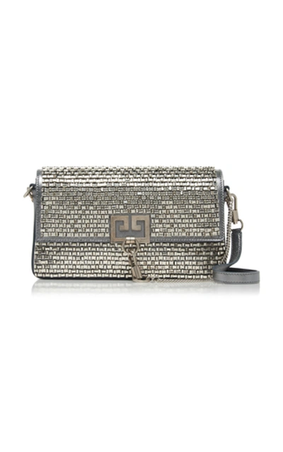 Shop Givenchy Mirrored Crystal-embellished Leather Shoulder Bag In Silver