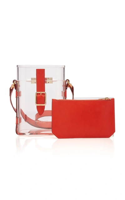 Shop Officina Del Poggio Mini Safari Acrylic And Leather Shoulder Bag In Red