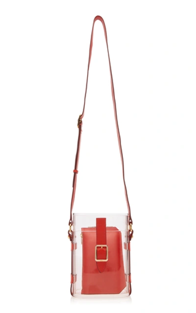 Shop Officina Del Poggio Mini Safari Acrylic And Leather Shoulder Bag In Red