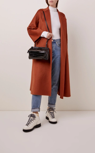 Shop Givenchy Pandora Mini Croc-effect Leather Shoulder Bag In Black