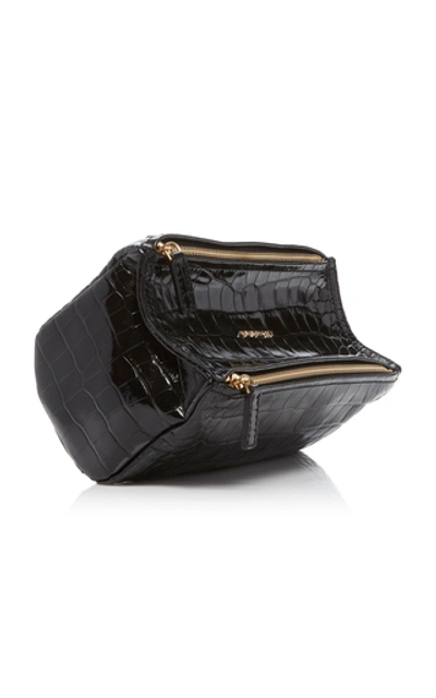 Shop Givenchy Pandora Mini Croc-effect Leather Shoulder Bag In Black