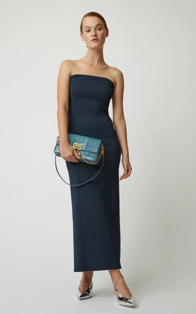 Shop Givenchy Snake-effect Leather Shoulder Bag In Blue