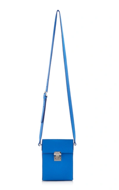 Shop Mark Cross Pauline Tumbled Grain Crossbody Bag In Blue