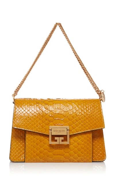 Shop Givenchy Gv3 Snakeskin Foldover Bag In Yellow