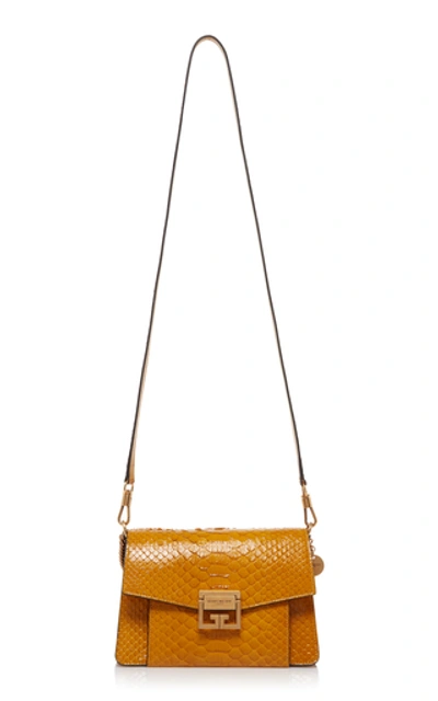 Shop Givenchy Gv3 Snakeskin Foldover Bag In Yellow