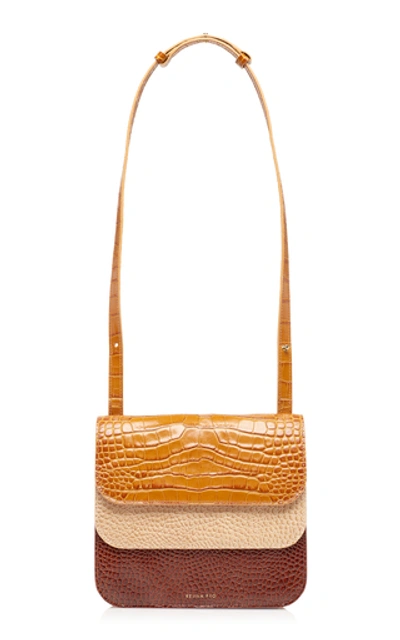 Shop Rejina Pyo Ana Color-block Croc-effect Leather Shoulder Bag In Brown