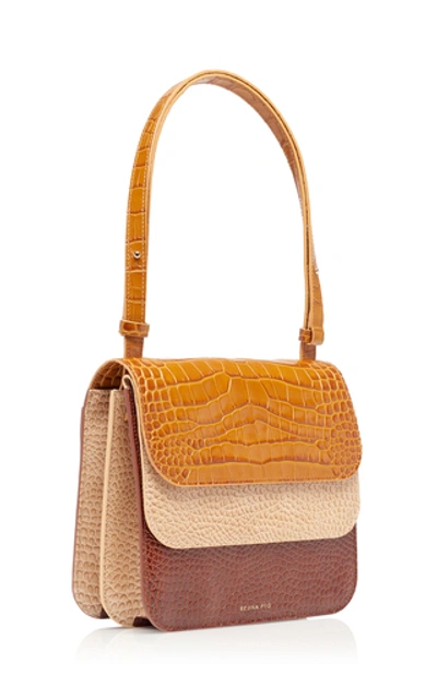 Shop Rejina Pyo Ana Color-block Croc-effect Leather Shoulder Bag In Brown