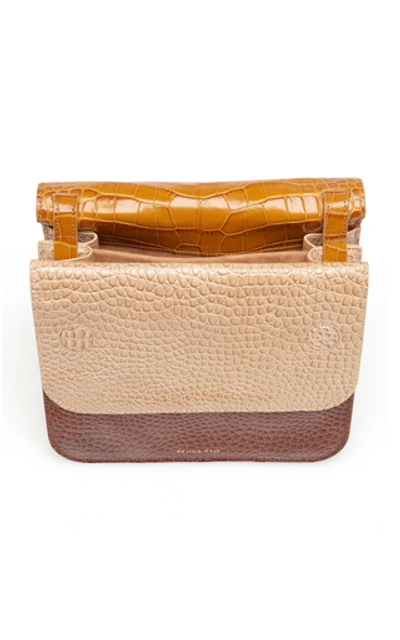 Shop Rejina Pyo Ana Color-block Croc-effect Leather Shoulder Bag In Brown