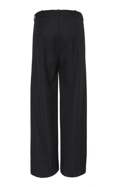 Shop Off-white Classic Crepe Wide-leg Pants In Navy