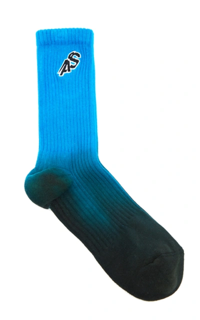 Shop Acne Studios Logo-printed Tie-dye Cotton-blend Socks In Blue