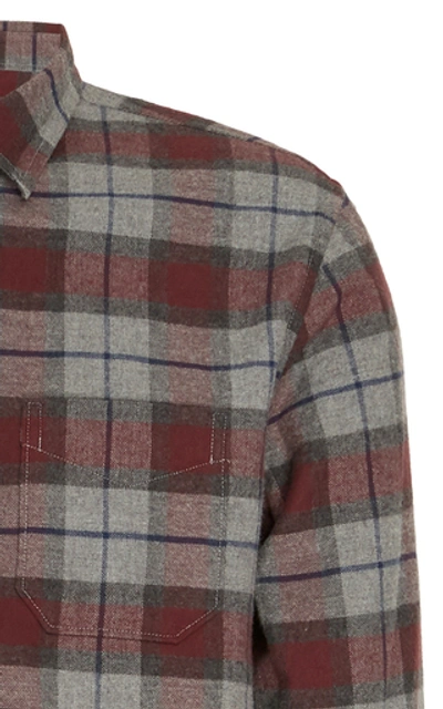 Shop Frame Checked Cotton-flannel Shirt In Burgundy