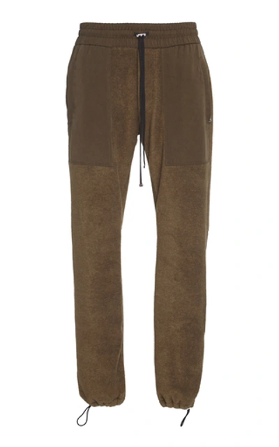 Shop Amiri Cotton-paneled Suede Drawstring Pants In Brown