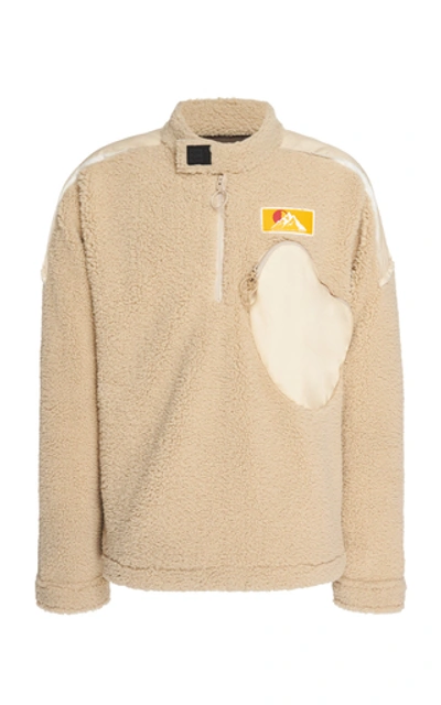 Shop Off-white Ripstop-paneled Faux-shearling Sweater In Neutral