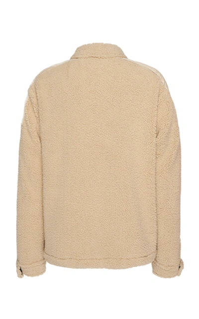 Shop Off-white Ripstop-paneled Faux-shearling Sweater In Neutral
