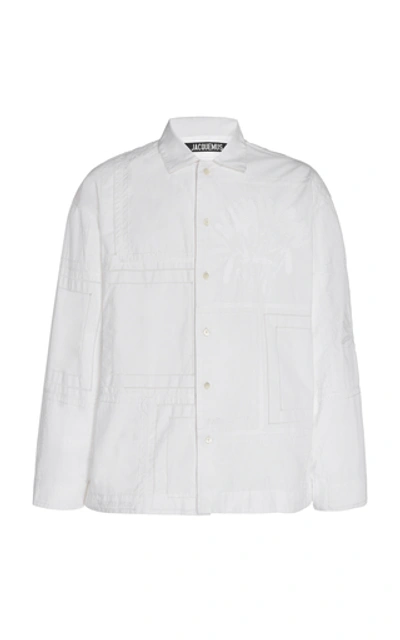 Shop Jacquemus La Chemise Mouchoirs Patchwork Cotton Shirt In White