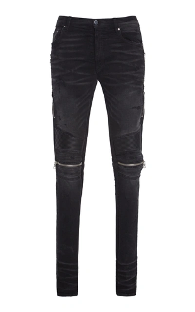 Shop Amiri Mx2 Zip-detailed Skinny Jeans In Black