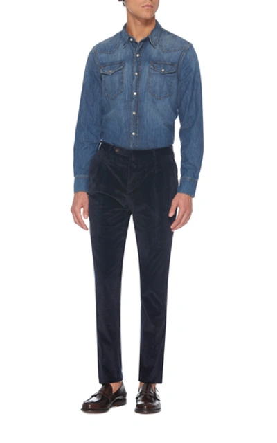Shop Pt01 Corduroy Slim-fit Trousers In Navy