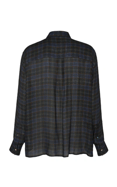 Shop Federico Curradi Contrast-button Plaid Flannel Shirt In Blue