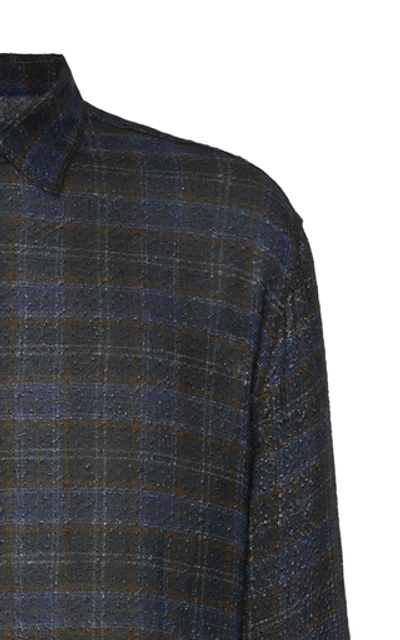 Shop Federico Curradi Contrast-button Plaid Flannel Shirt In Blue