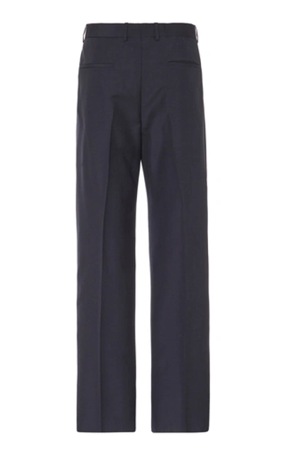 Shop Jil Sander Cropped Wool And Mohair-blend Straight-leg Pants In Navy