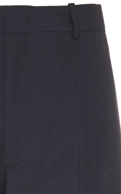 Shop Jil Sander Cropped Wool And Mohair-blend Straight-leg Pants In Navy