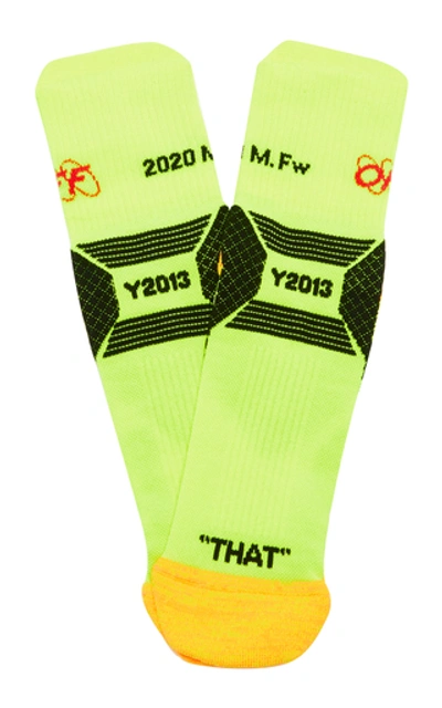 Shop Off-white Intarsia Cotton-blend Socks In Yellow