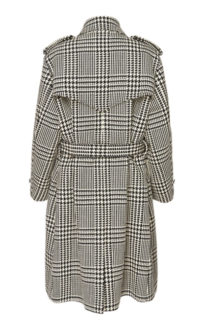 Shop Alexander Mcqueen Belted Double-breasted Houndstooth Wool Coat In Black