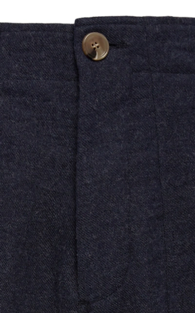 Shop Nanushka Gaius High-waisted Ramie-blend Cropped Pants In Navy
