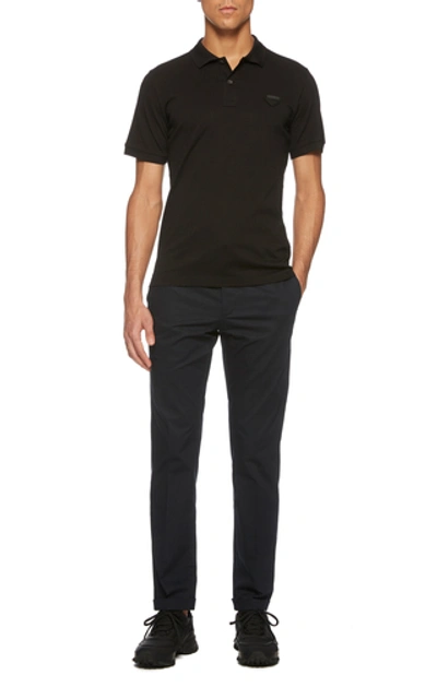 Shop Prada Cotton-pique Polo Shirt In Black