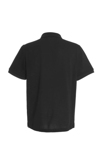 Shop Prada Cotton-pique Polo Shirt In Black