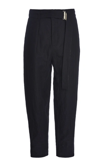 Shop Rochas Pedro Belted Cropped Wool-blend Pants In Black
