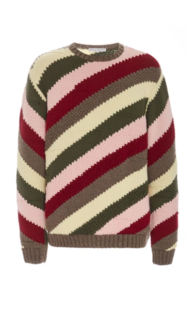 Shop Jw Anderson Striped Wool Sweater In Red