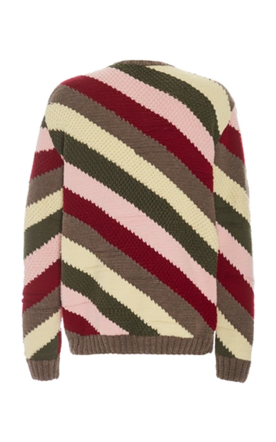 Shop Jw Anderson Striped Wool Sweater In Red